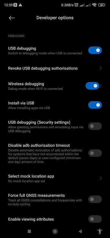 Enabling wireless debugging<br>